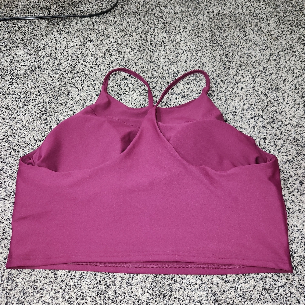 Old Navy Active Sports Bra Powersoft Light Support Built In Bra Purple/wine XXL - Picture 6 of 10